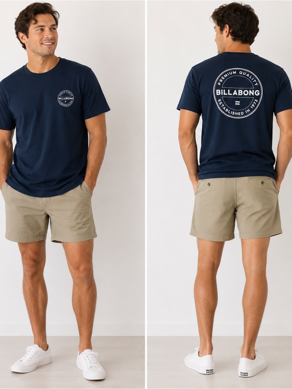 Billabong UV Surf UPF 50+ Loose Fit Navy Performance Graphic Tee Medium